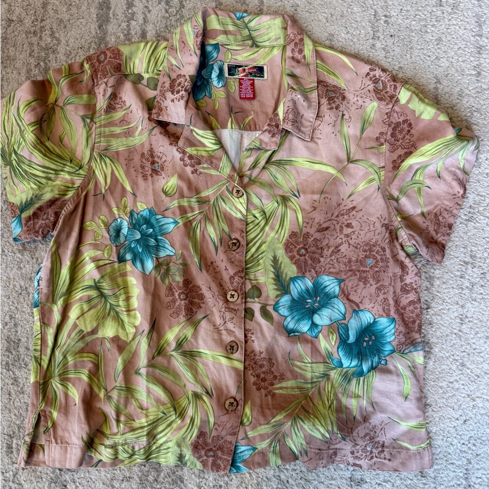 La Cabana Women’s Khaki Bkue Hawaiian 🌺 flower Petite large